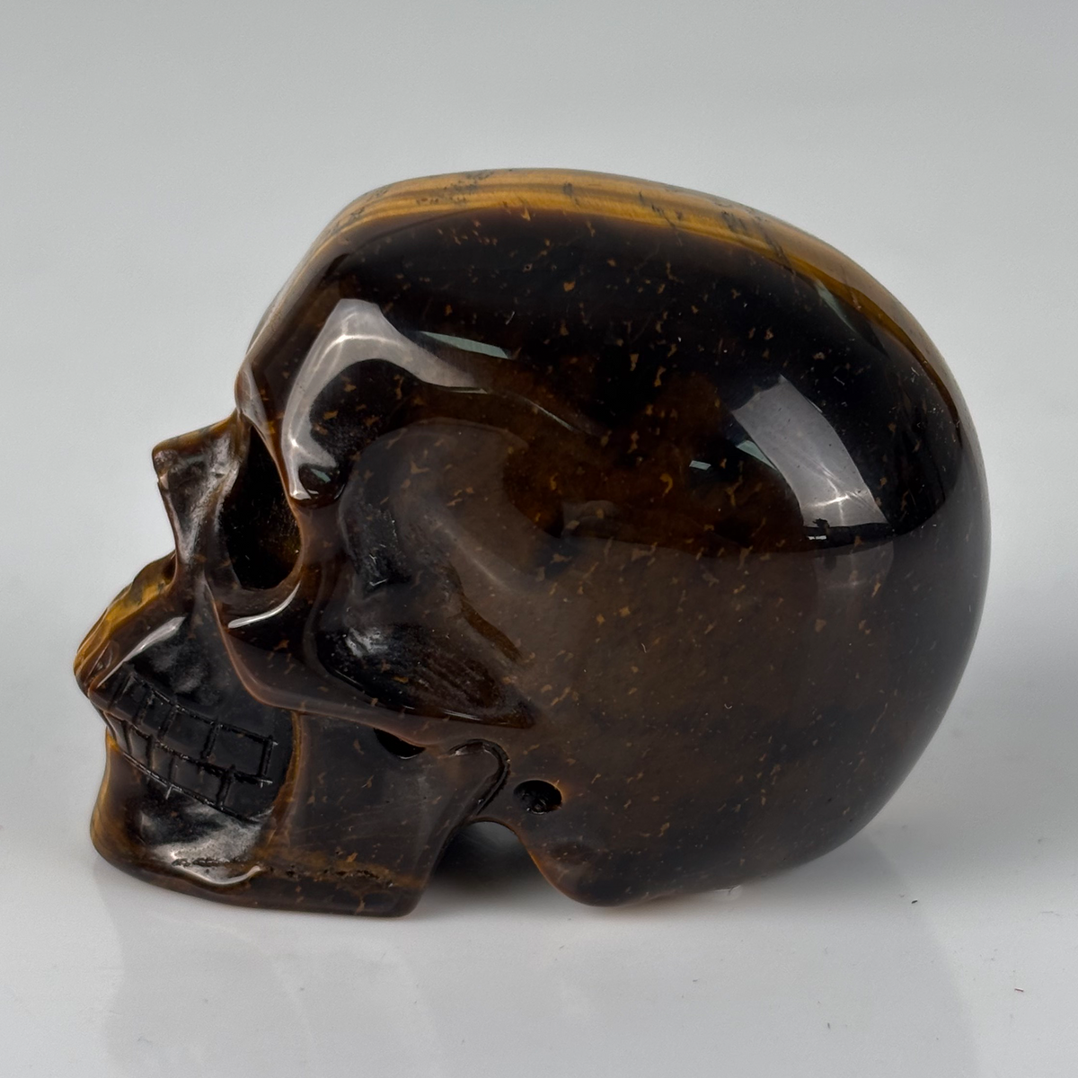 2" Tiger Eye Crystal Skull - Pattern A