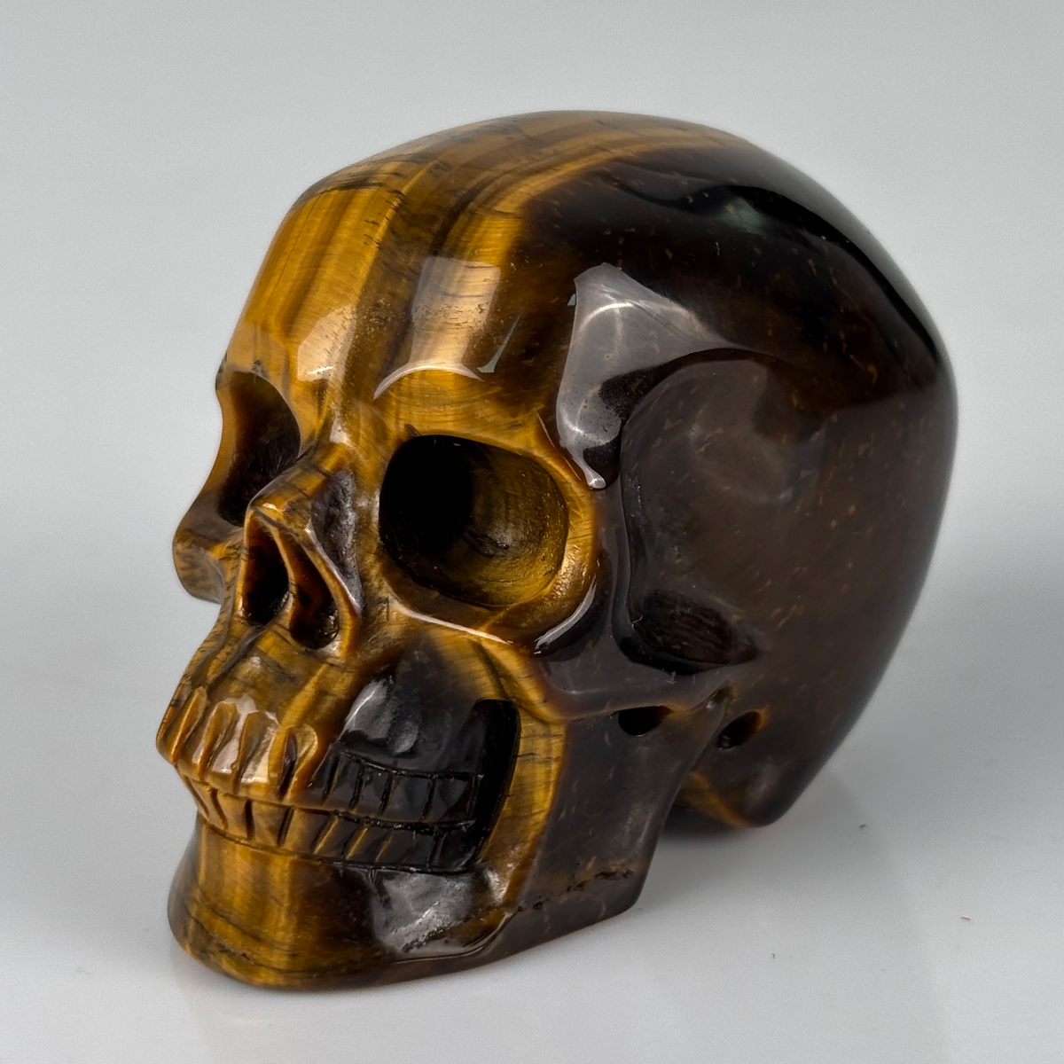 2" Tiger Eye Crystal Skull - Pattern A
