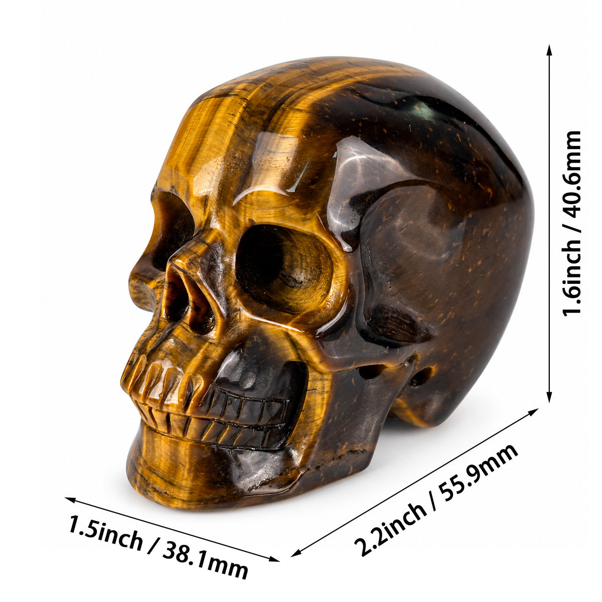 2" Tiger Eye Crystal Skull - Pattern A