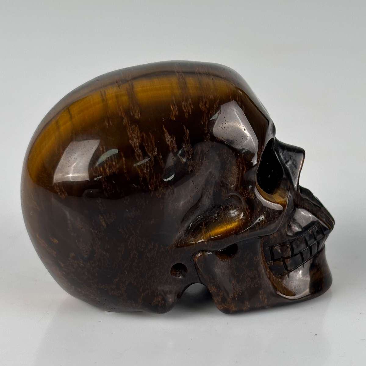 2" Tiger Eye Crystal Skull - Pattern A