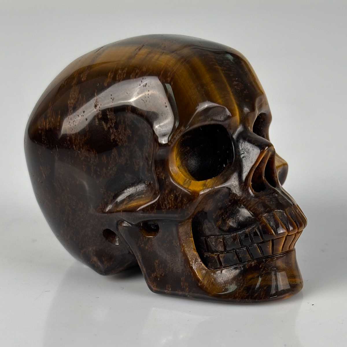 2" Tiger Eye Crystal Skull - Pattern A