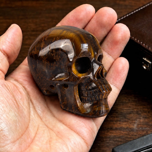 2" Tiger Eye Crystal Skull - Pattern A
