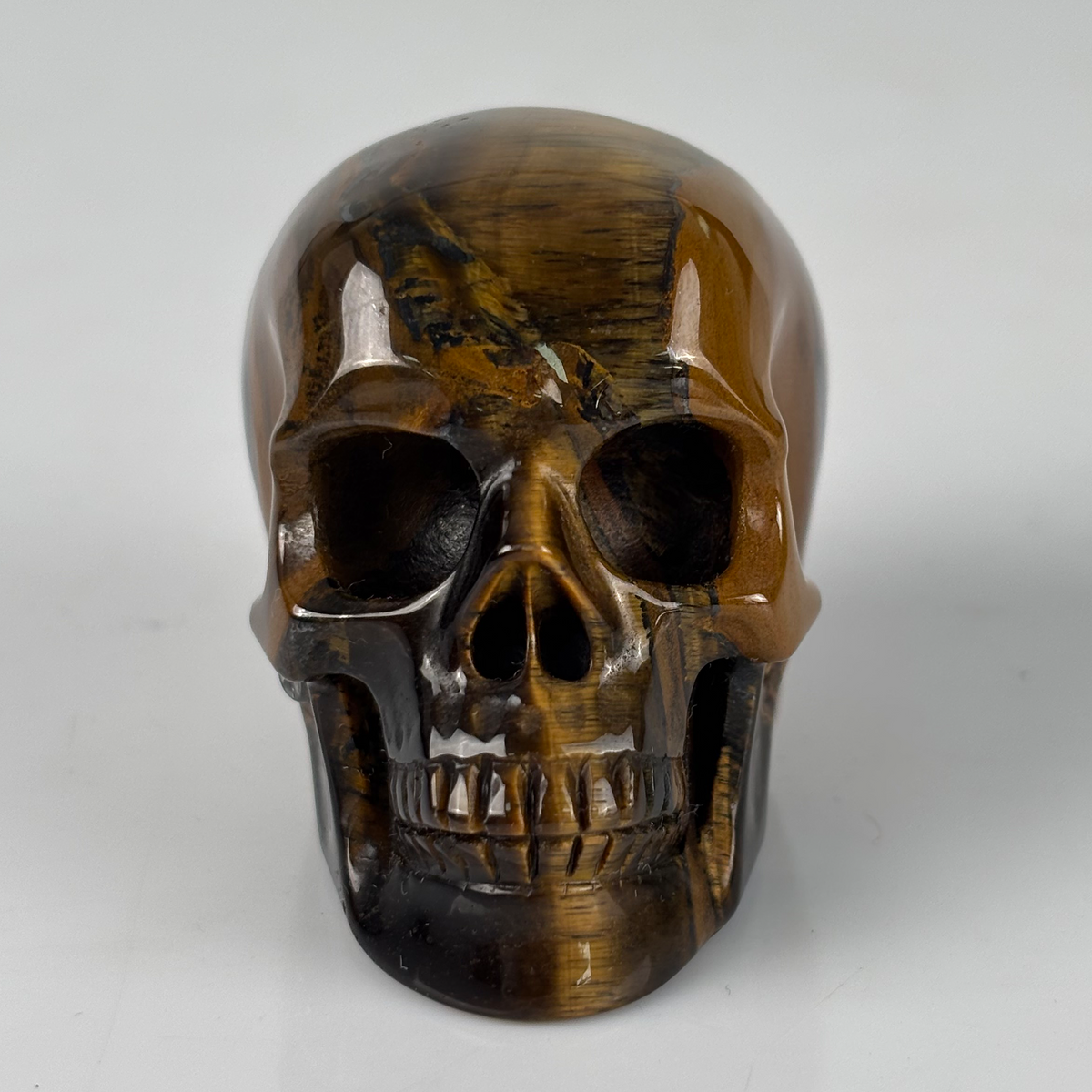 2" Tiger Eye Crystal Skull - Pattern B
