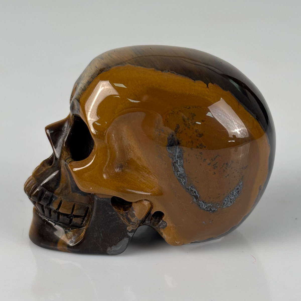 2" Tiger Eye Crystal Skull - Pattern B
