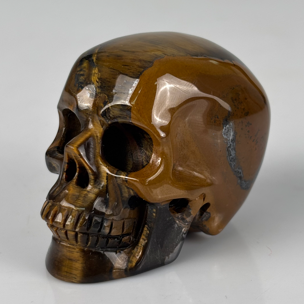 2" Tiger Eye Crystal Skull - Pattern B