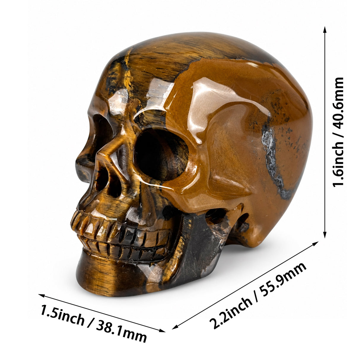 2" Tiger Eye Crystal Skull - Pattern B