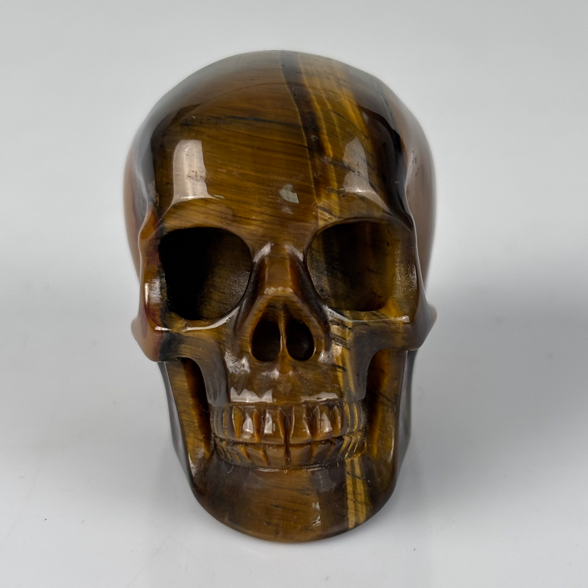 2" Tiger Eye Crystal Skull - Pattern C