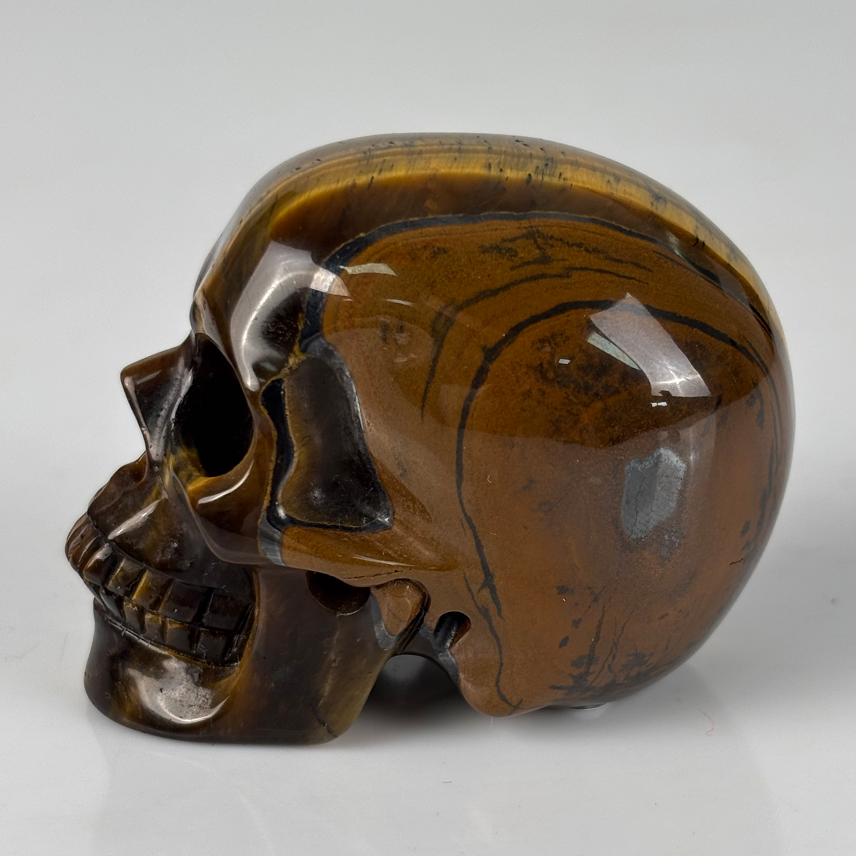 2" Tiger Eye Crystal Skull - Pattern C
