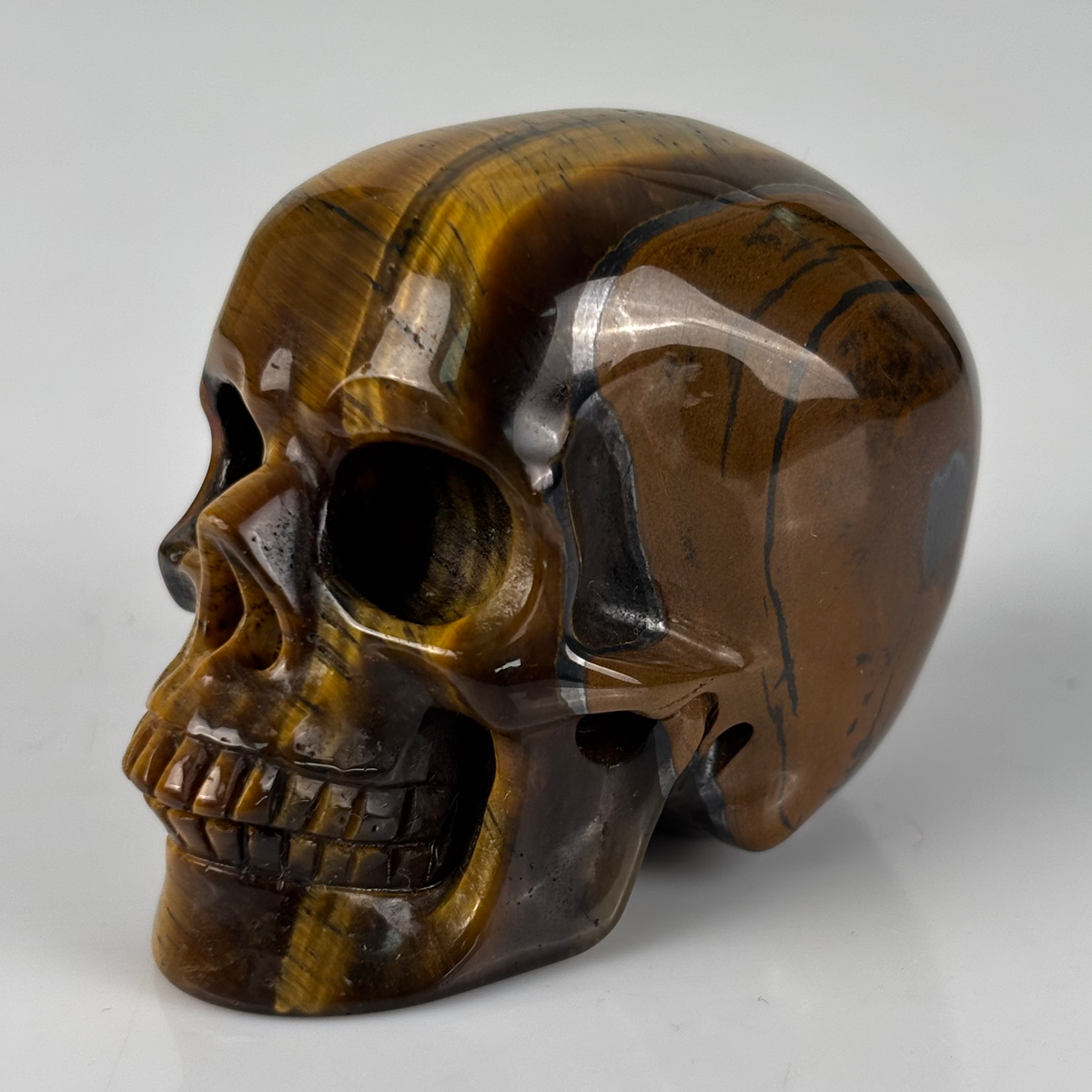 2" Tiger Eye Crystal Skull - Pattern C