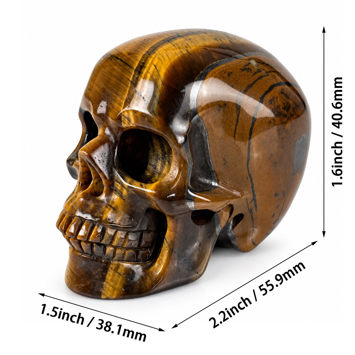 2" Tiger Eye Crystal Skull - Pattern C