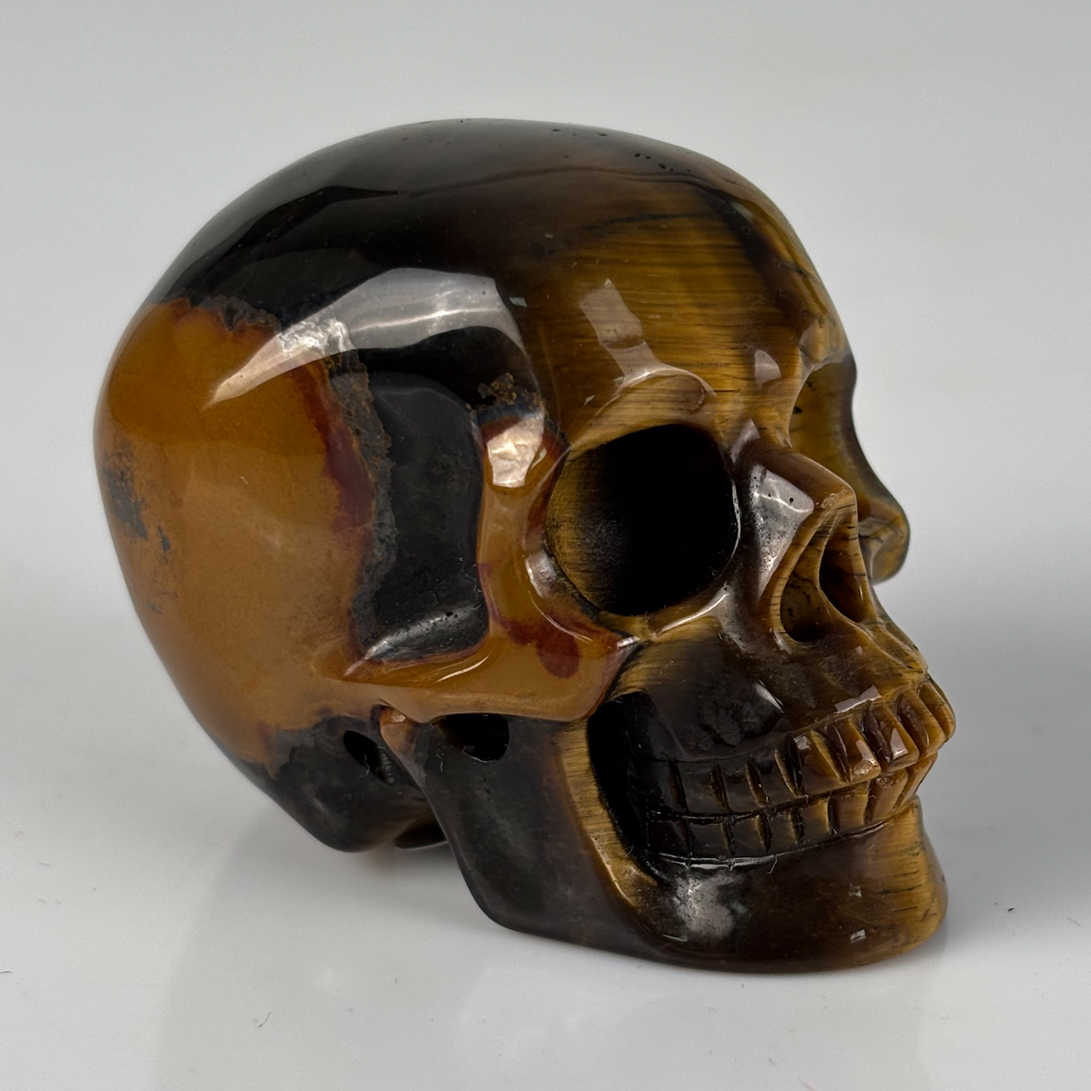 2" Tiger Eye Crystal Skull - Pattern C