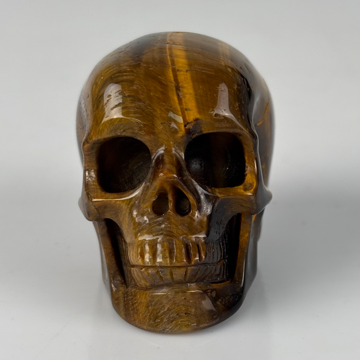 2" Tiger Eye Crystal Skull - Pattern D