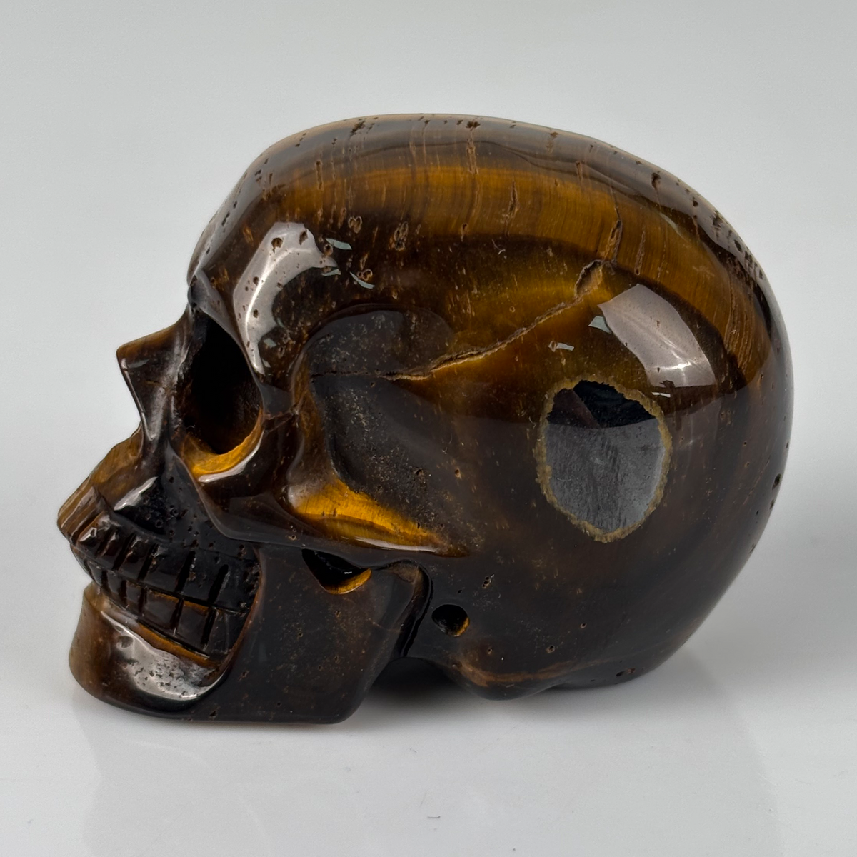 2" Tiger Eye Crystal Skull - Pattern D