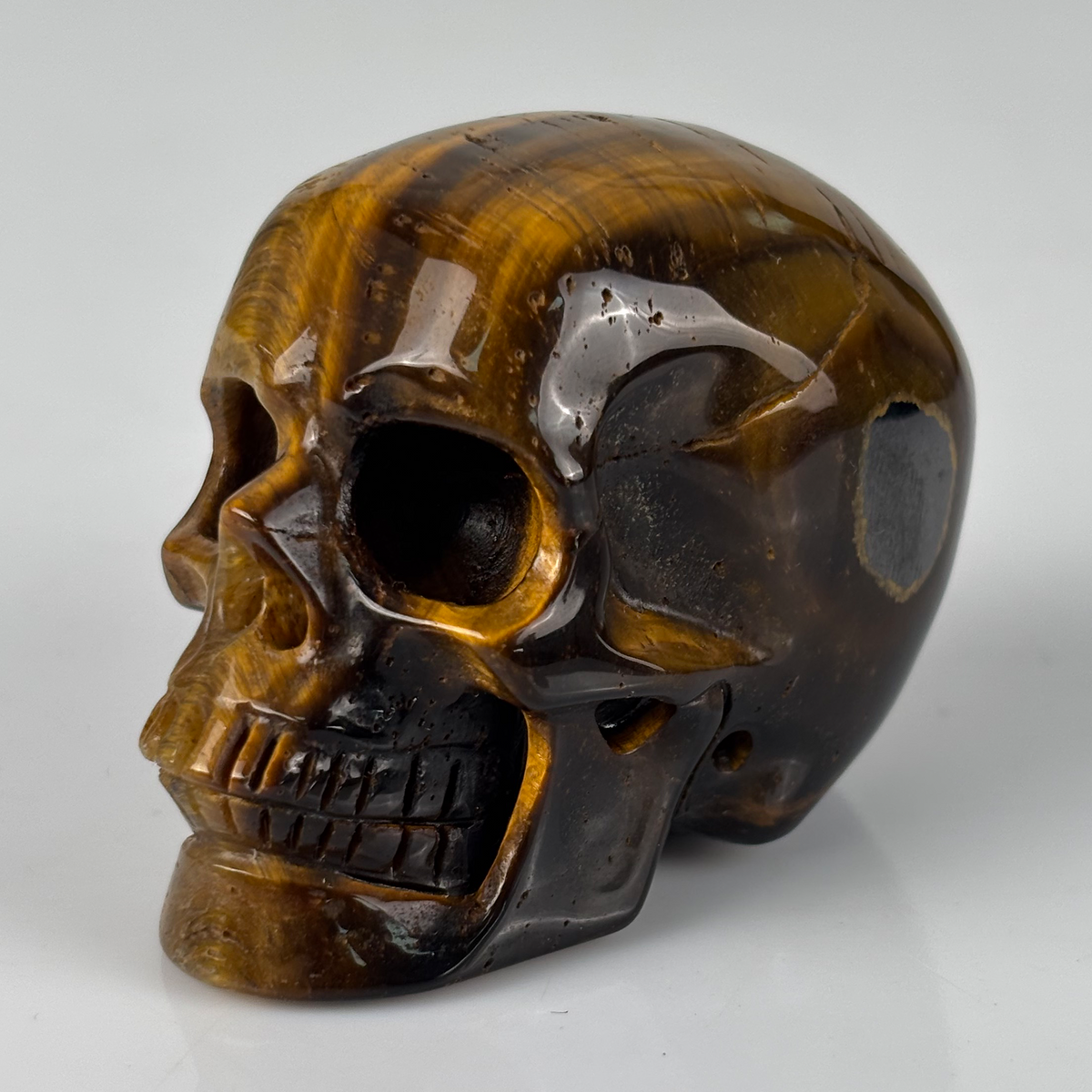 2" Tiger Eye Crystal Skull - Pattern D