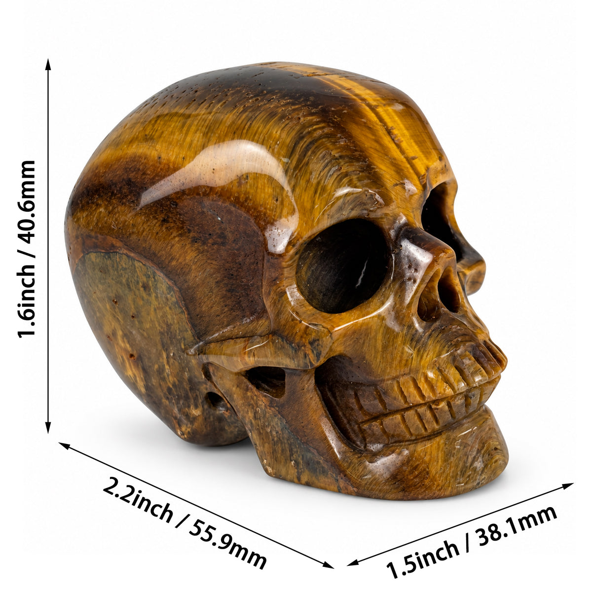 2" Tiger Eye Crystal Skull - Pattern D