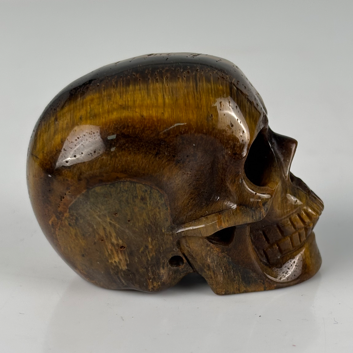 2" Tiger Eye Crystal Skull - Pattern D
