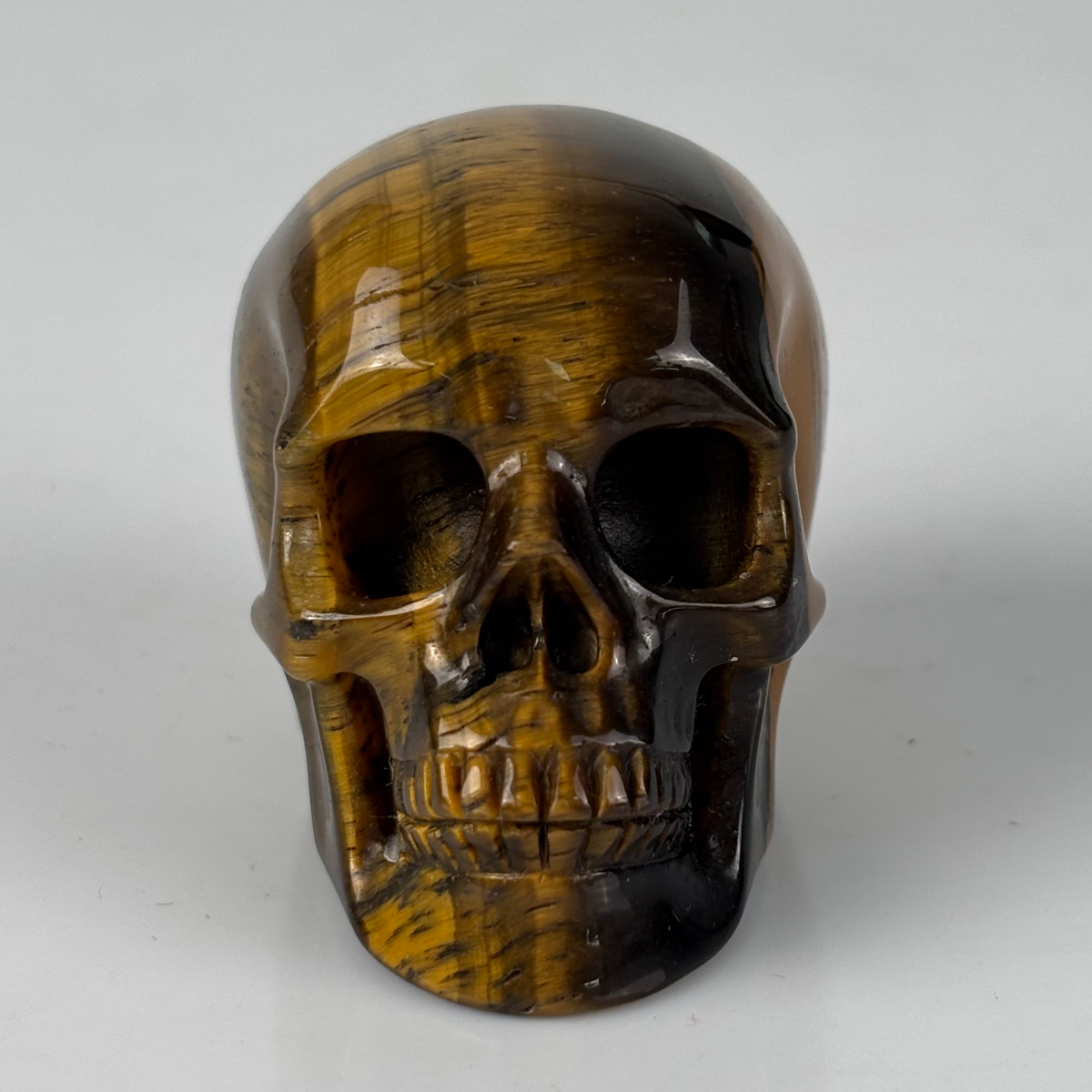 2" Tiger Eye Crystal Skull - Pattern E