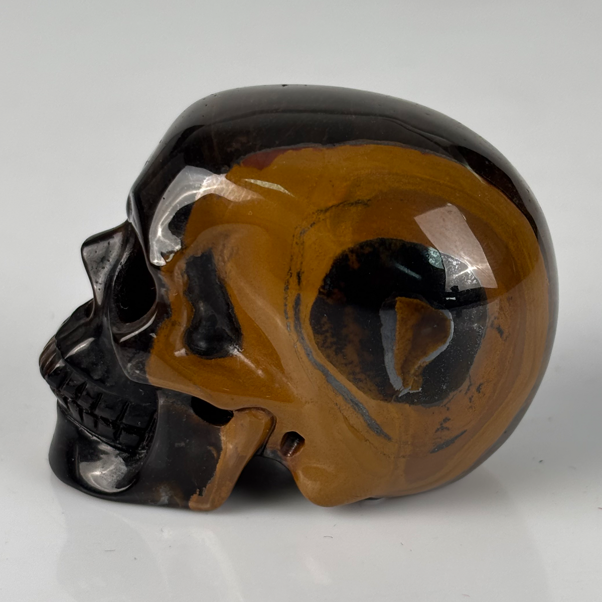 2" Tiger Eye Crystal Skull - Pattern E