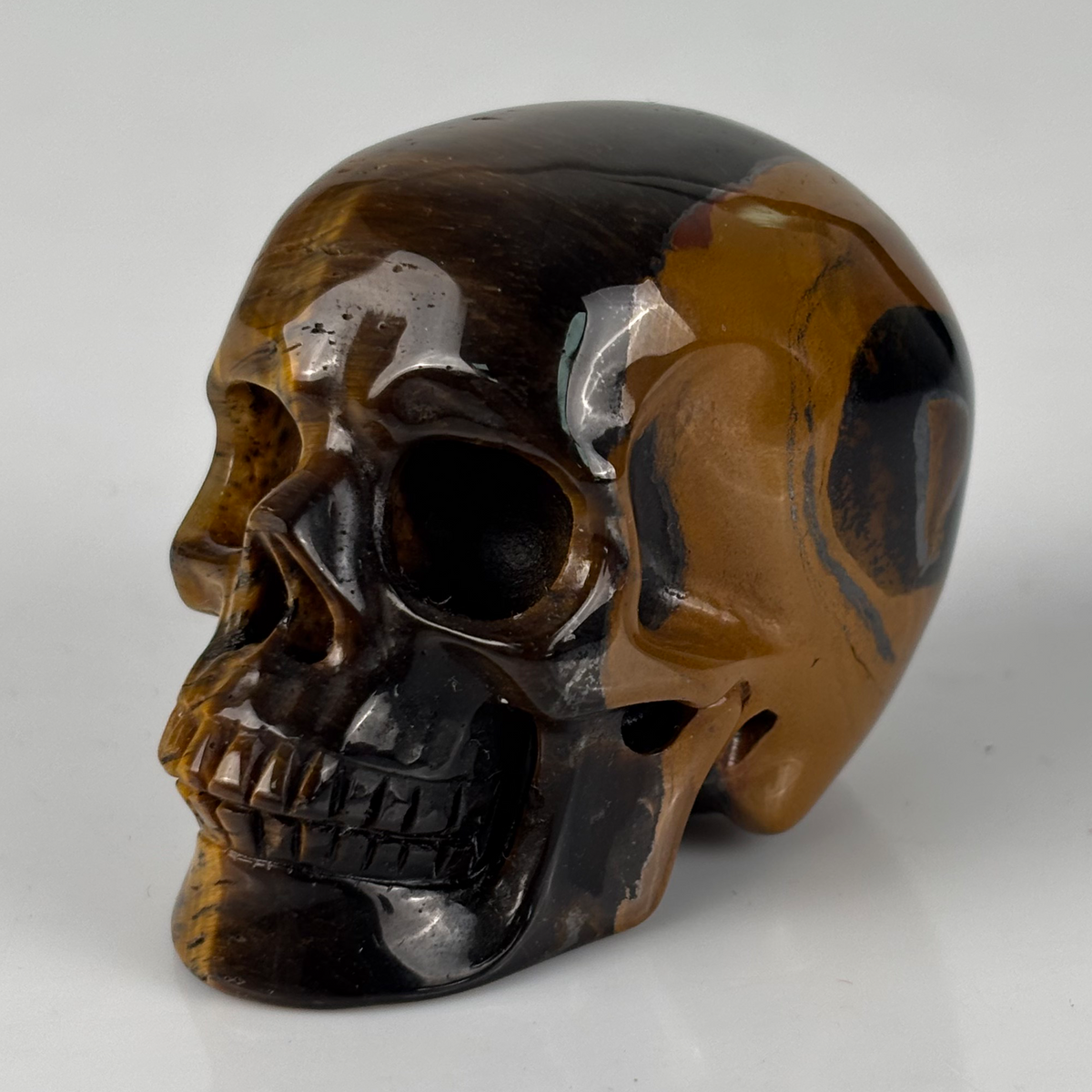 2" Tiger Eye Crystal Skull - Pattern E