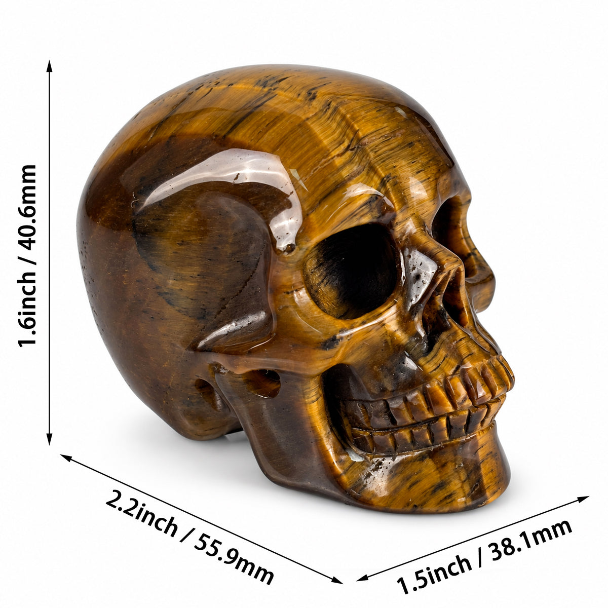 2" Tiger Eye Crystal Skull - Pattern E