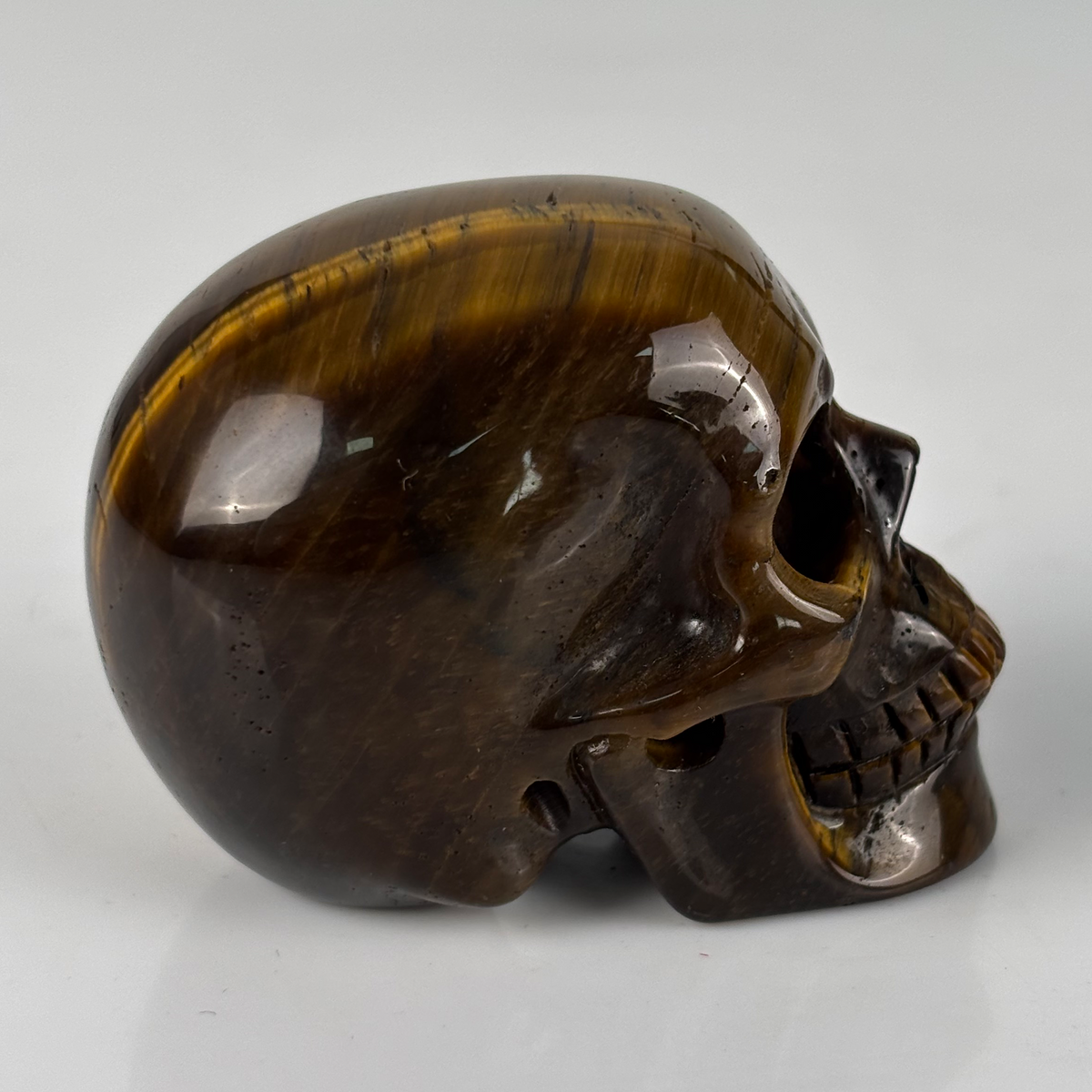 2" Tiger Eye Crystal Skull - Pattern E