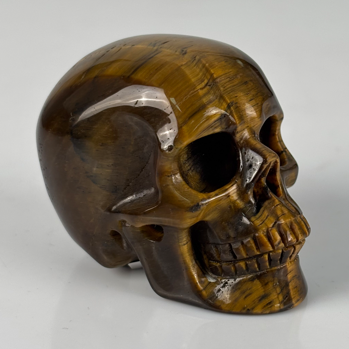 2" Tiger Eye Crystal Skull - Pattern E