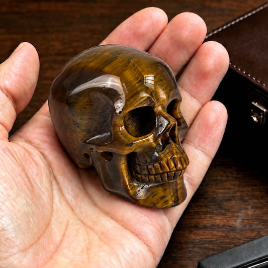 2" Tiger Eye Crystal Skull - Pattern E