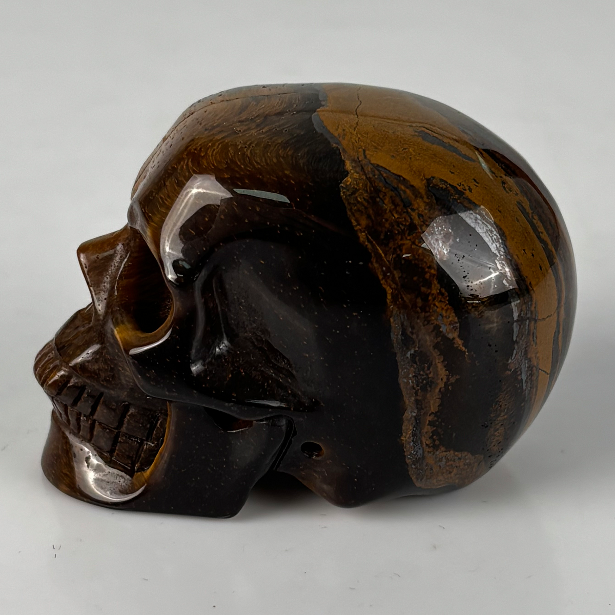 2" Tiger Eye Crystal Skull - Pattern F