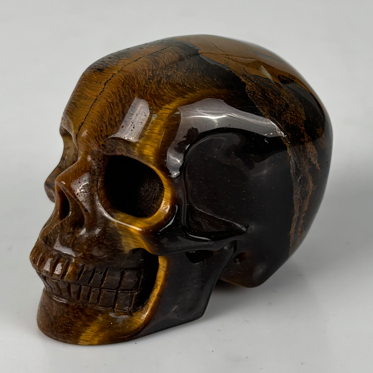 2" Tiger Eye Crystal Skull - Pattern F