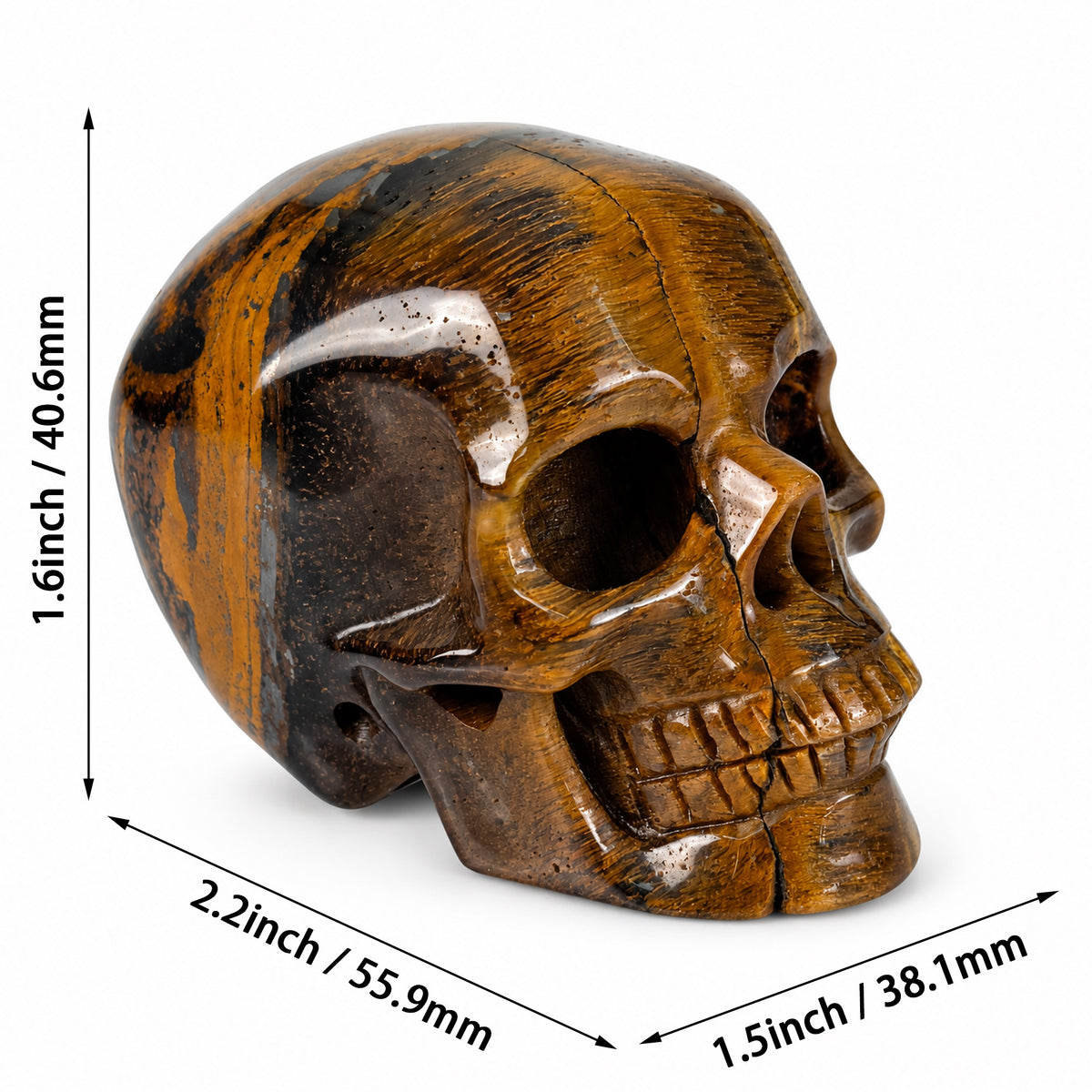 2" Tiger Eye Crystal Skull - Pattern F