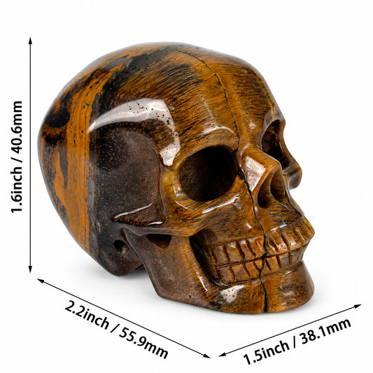 2" Tiger Eye Crystal Skull - Pattern F