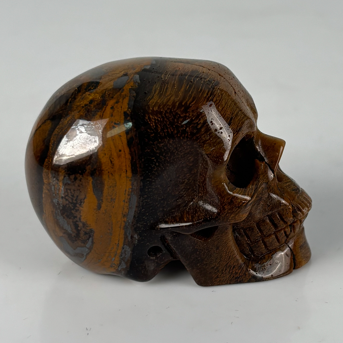 2" Tiger Eye Crystal Skull - Pattern F