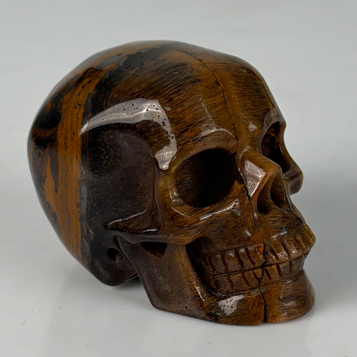 2" Tiger Eye Crystal Skull - Pattern F