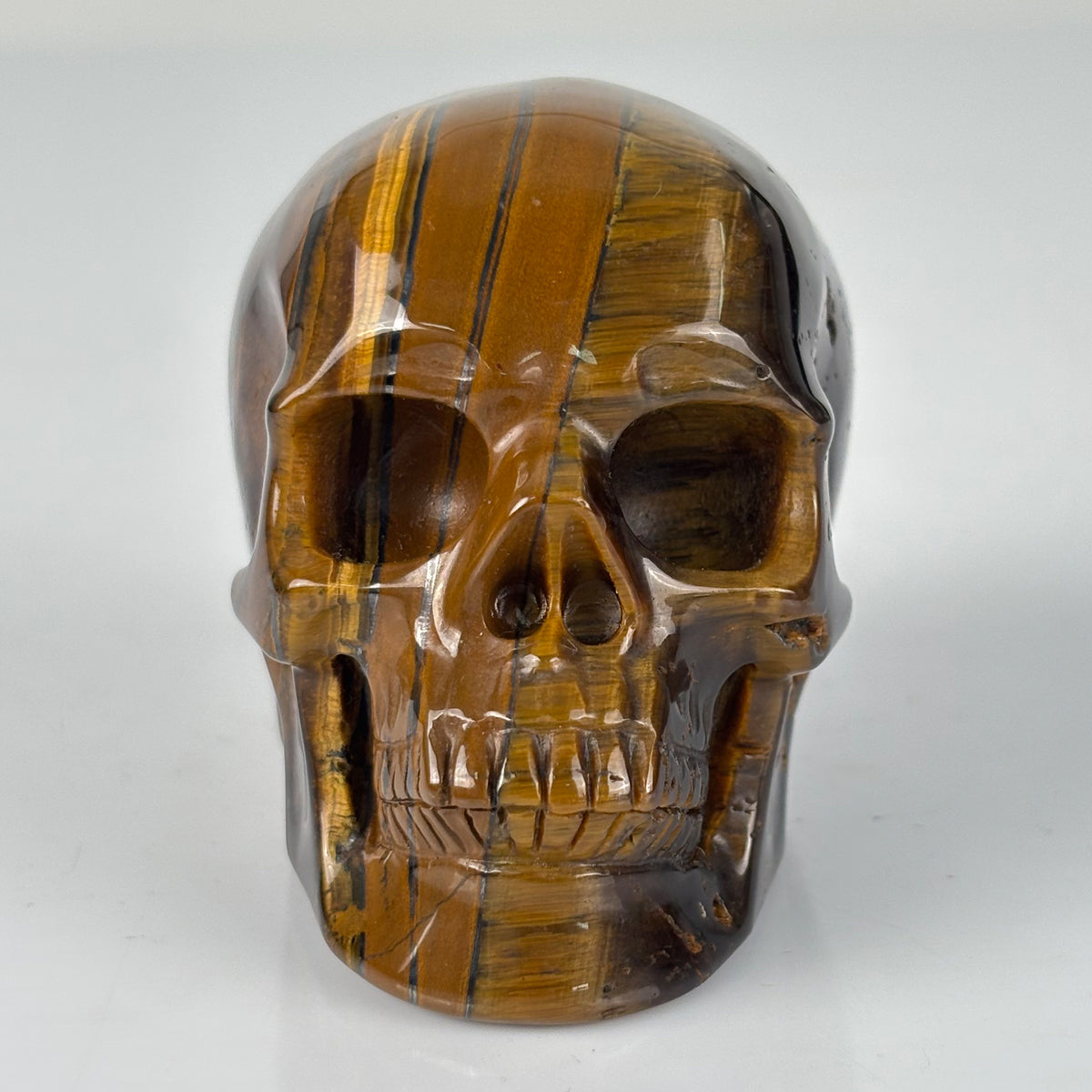 3" Tiger Eye Crystal Skull - Pattern A