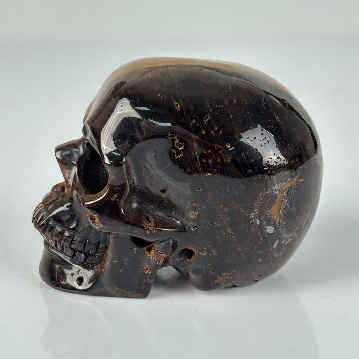 3" Tiger Eye Crystal Skull - Pattern A