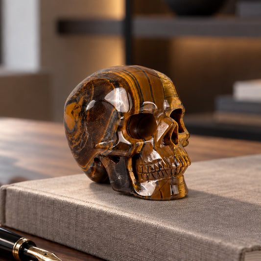 3" Tiger Eye Crystal Skull - Pattern A