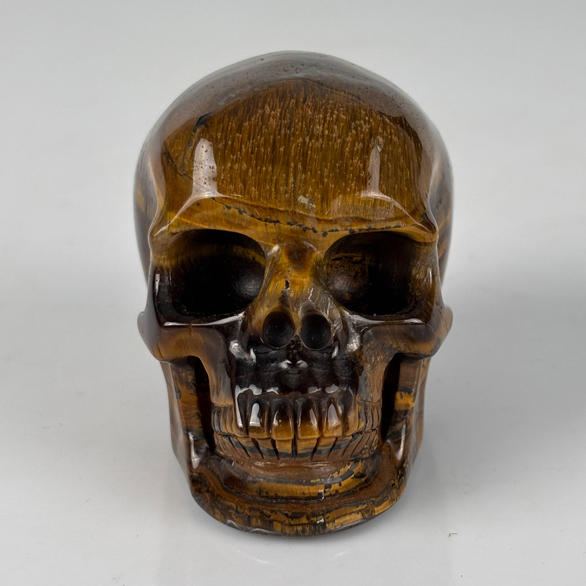3" Tiger Eye Crystal Skull - Pattern B