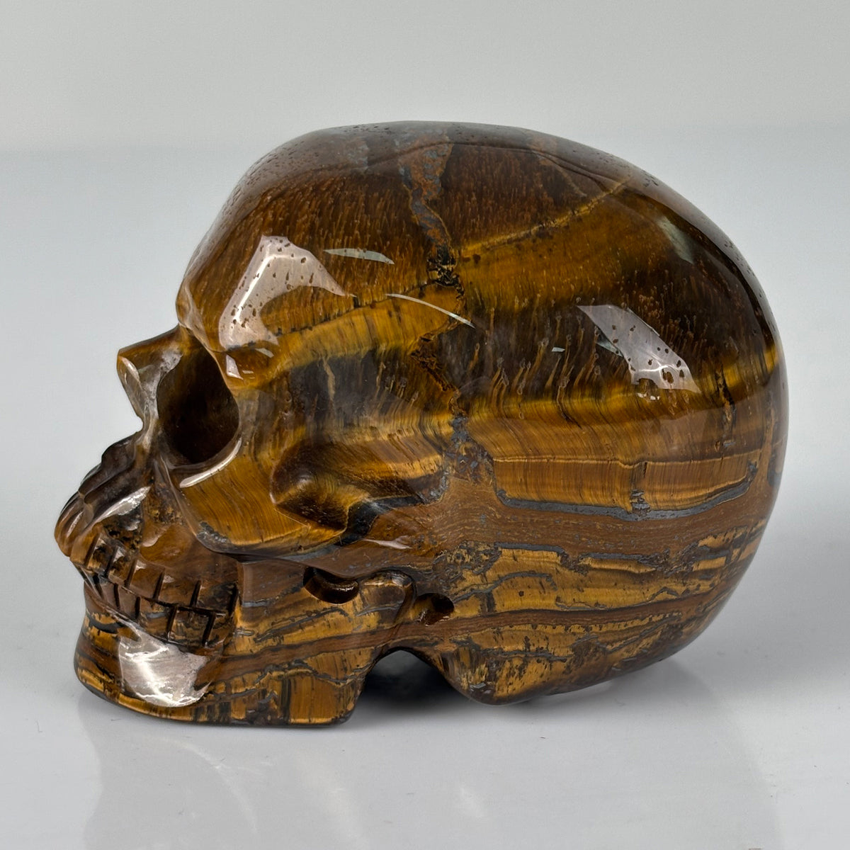 3" Tiger Eye Crystal Skull - Pattern B