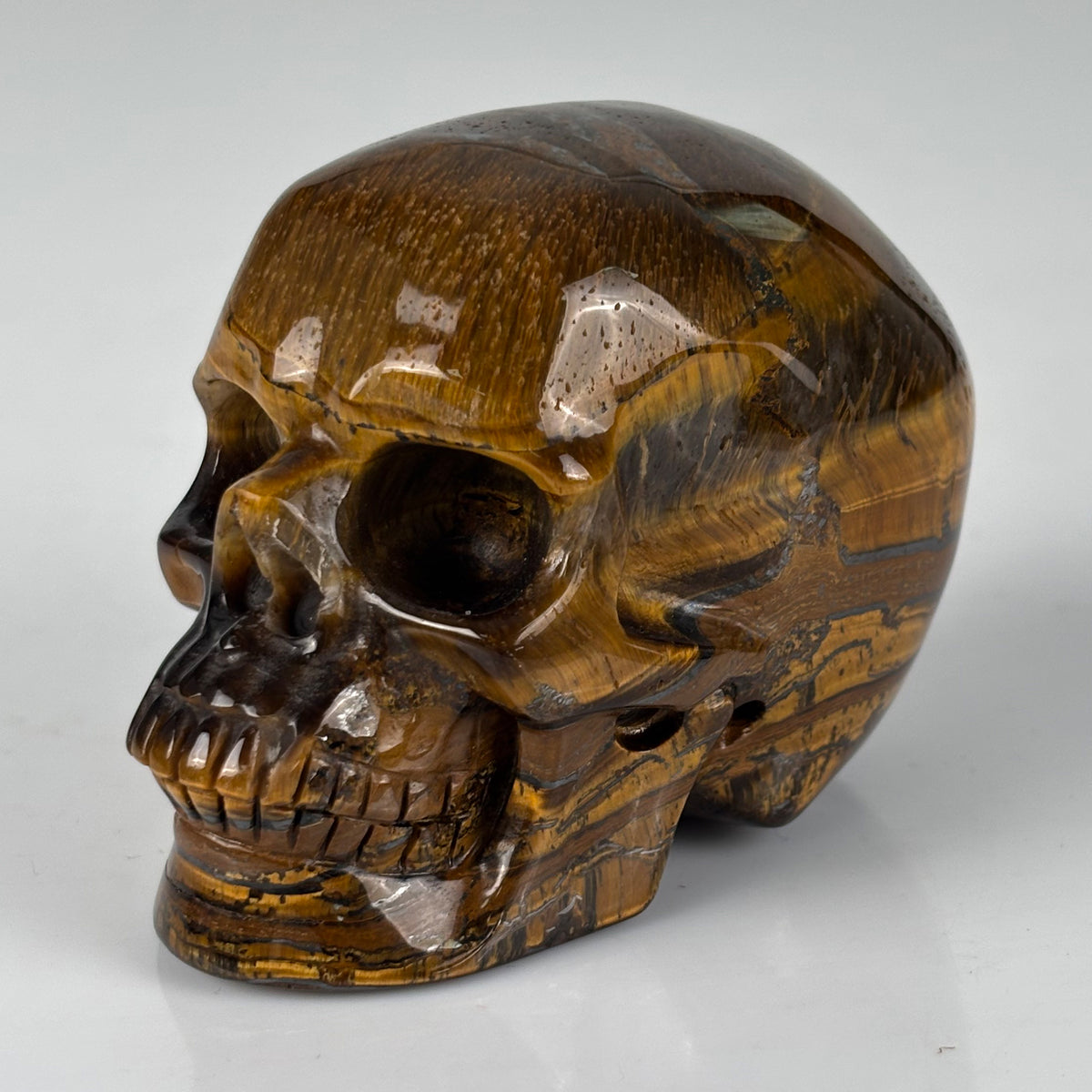 3" Tiger Eye Crystal Skull - Pattern B