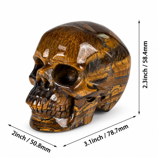3" Tiger Eye Crystal Skull - Pattern B