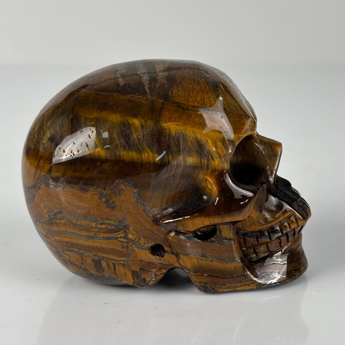 3" Tiger Eye Crystal Skull - Pattern B