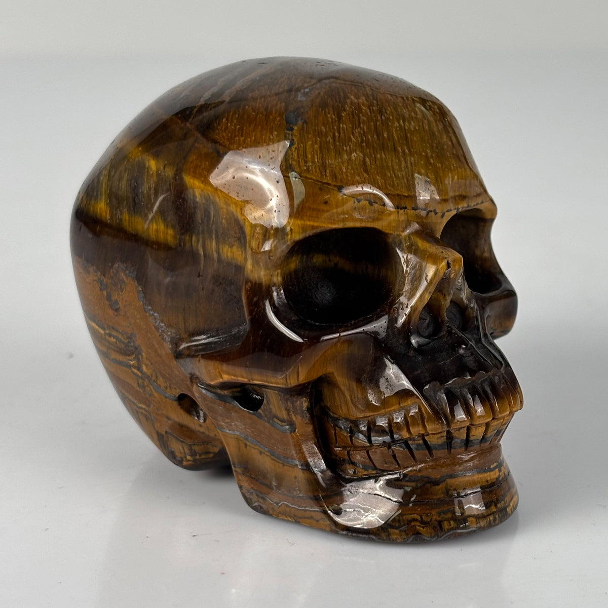 3" Tiger Eye Crystal Skull - Pattern B