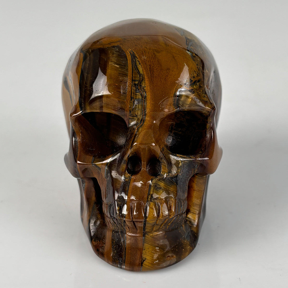 3" Tiger Eye Crystal Skull - Pattern C