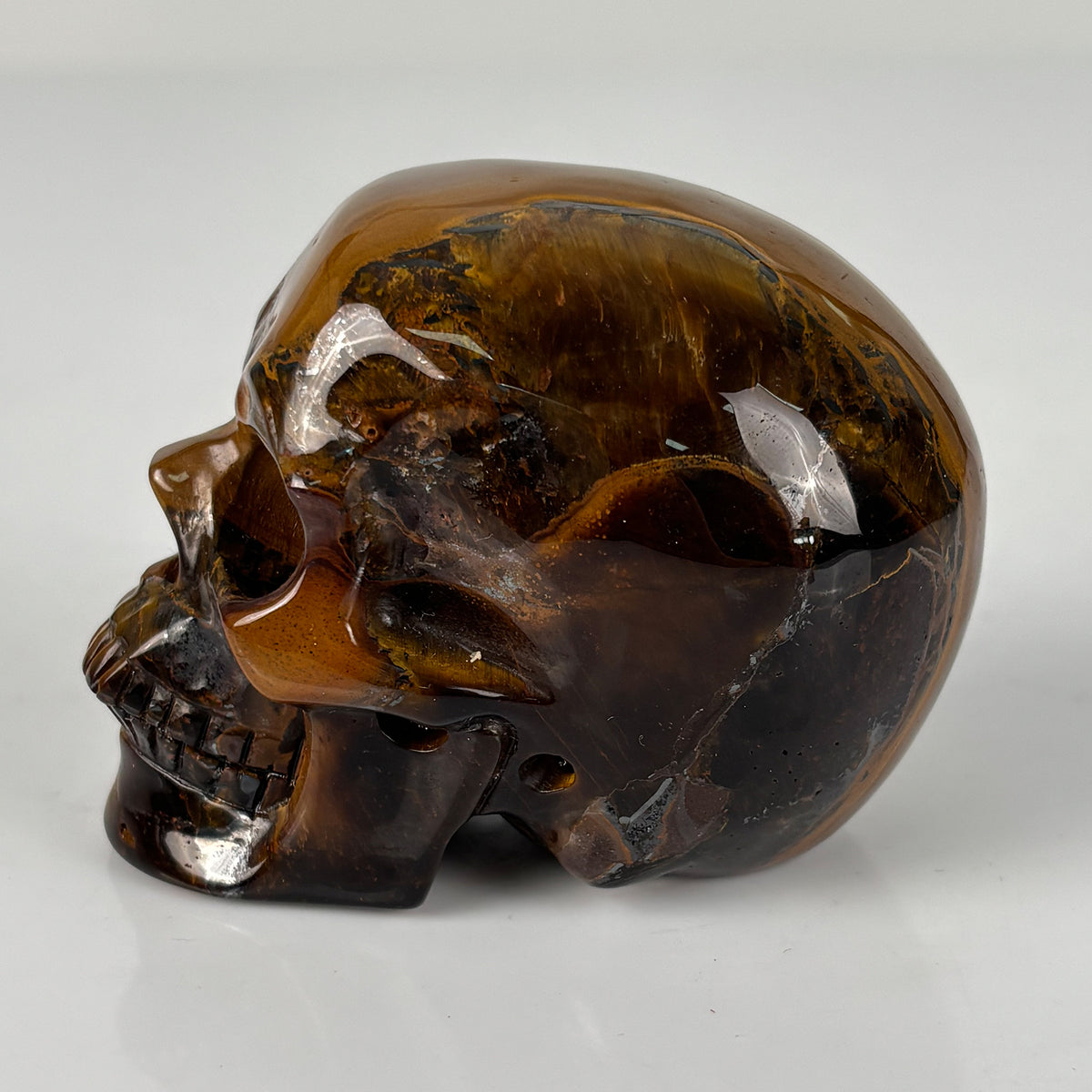3" Tiger Eye Crystal Skull - Pattern C