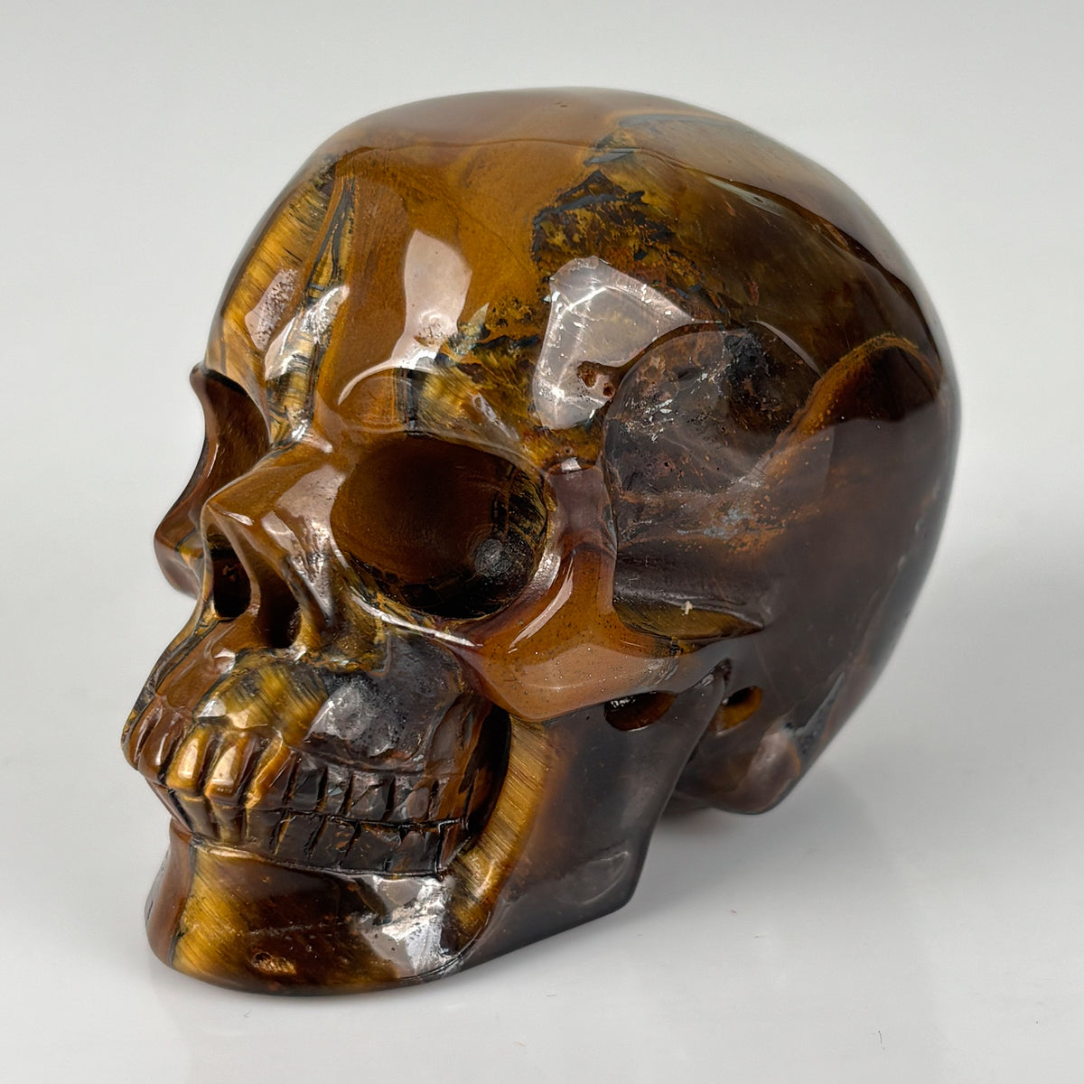 3" Tiger Eye Crystal Skull - Pattern C