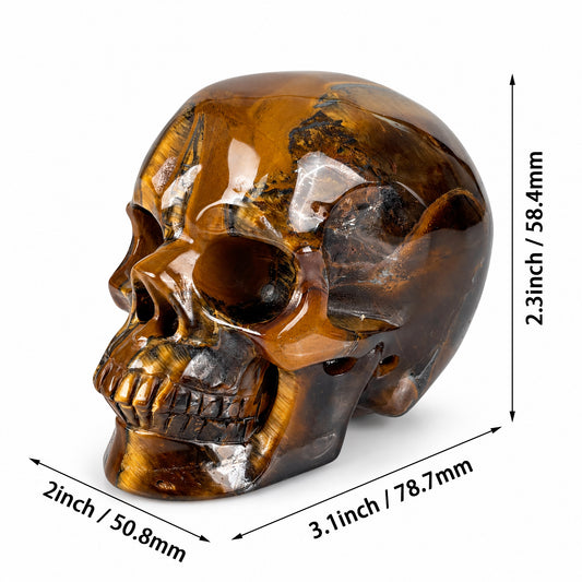 3" Tiger Eye Crystal Skull - Pattern C