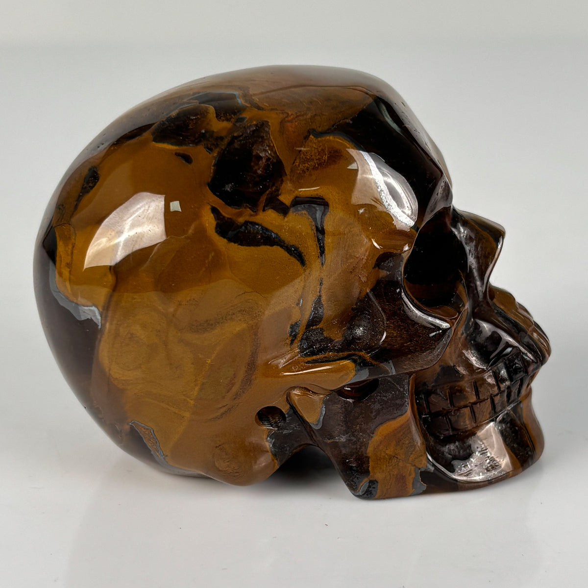 3" Tiger Eye Crystal Skull - Pattern C