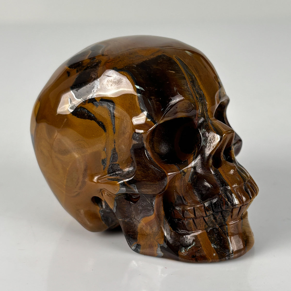 3" Tiger Eye Crystal Skull - Pattern C
