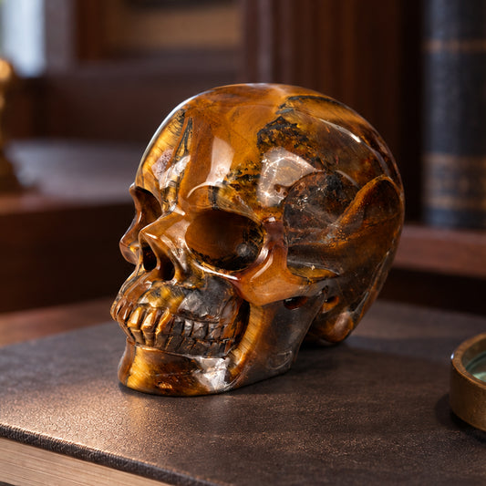 3" Tiger Eye Crystal Skull - Pattern C