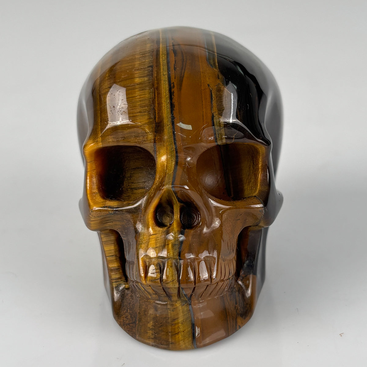 3" Tiger Eye Crystal Skull - Pattern D